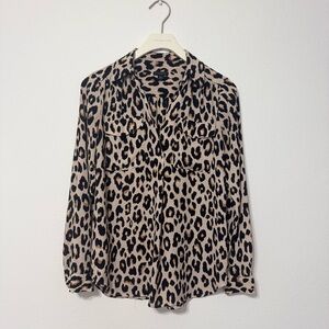 Ann Taylor Leopard Print Blouse - Black and Tan